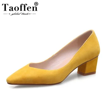 

Taoffen 2020 Spring Real Leather Ladies Pumps Pointed Toe Party Wedding Shoes High Heel Solid Color Hot Sale Pumps Size 33-40