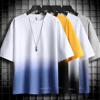 

Gradient short sleeve T-shirt for men 2020 new summer Korean Trend ins fashion brand loose and simple all-around clothes