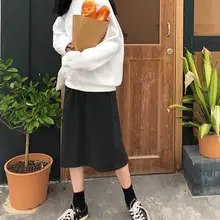 Новые женские повседневные однотонные прямые юбки с завышенной талией, Юбки миди, 2 цвета, осенне-зимние юбки