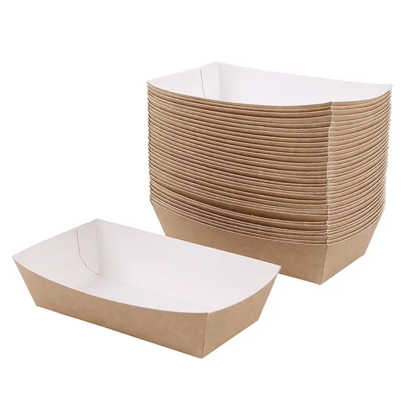 

50Pcs Waterproof Oilproof Cake Box Coated Baking Paper Food Tray Party Supplies for Carnivals Festivals Stands