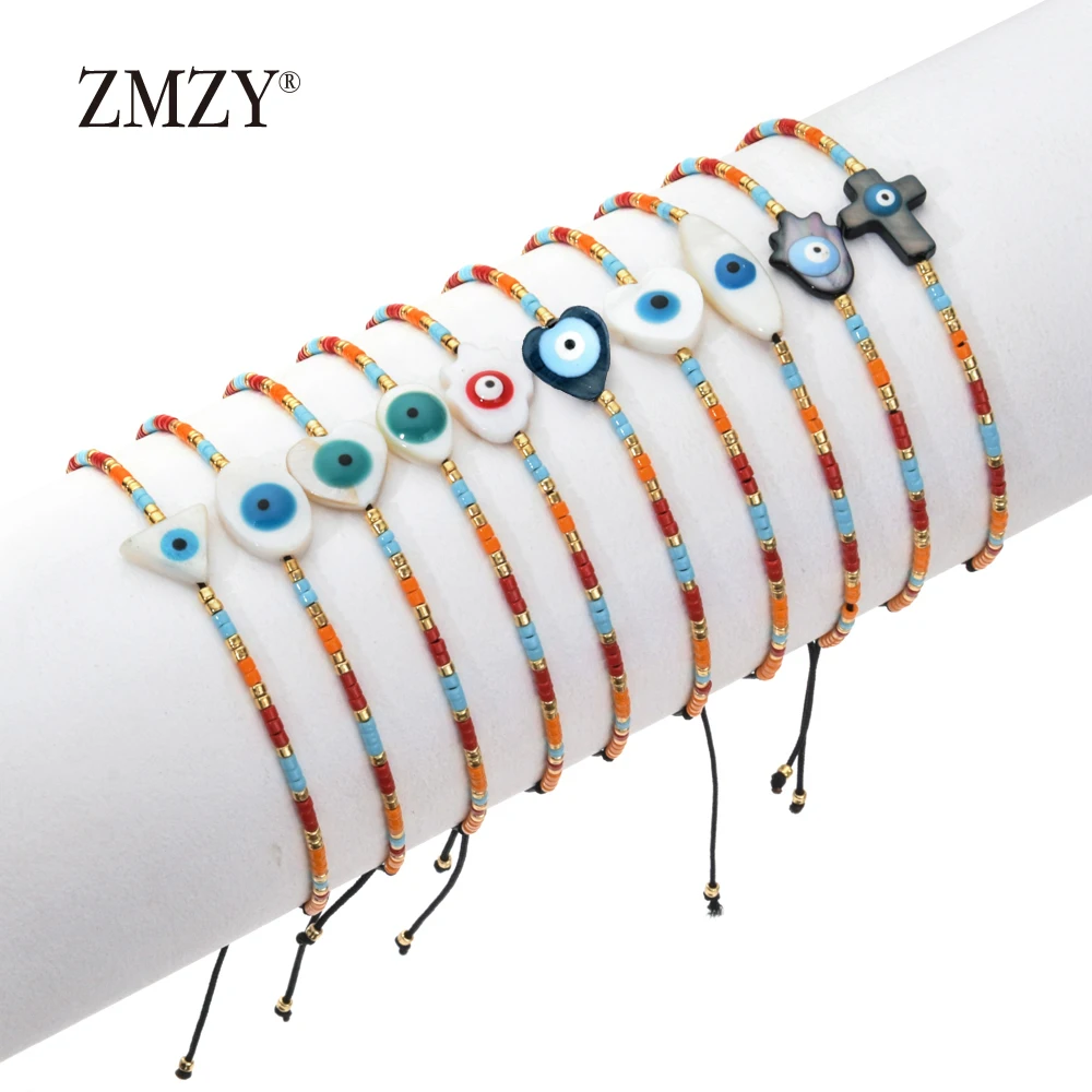 ZMZY милые браслеты со сглаза для женщин бисер Boho браслет дружбы ручная работа Seashell бисерный браслет Miyuki подарок для девочки