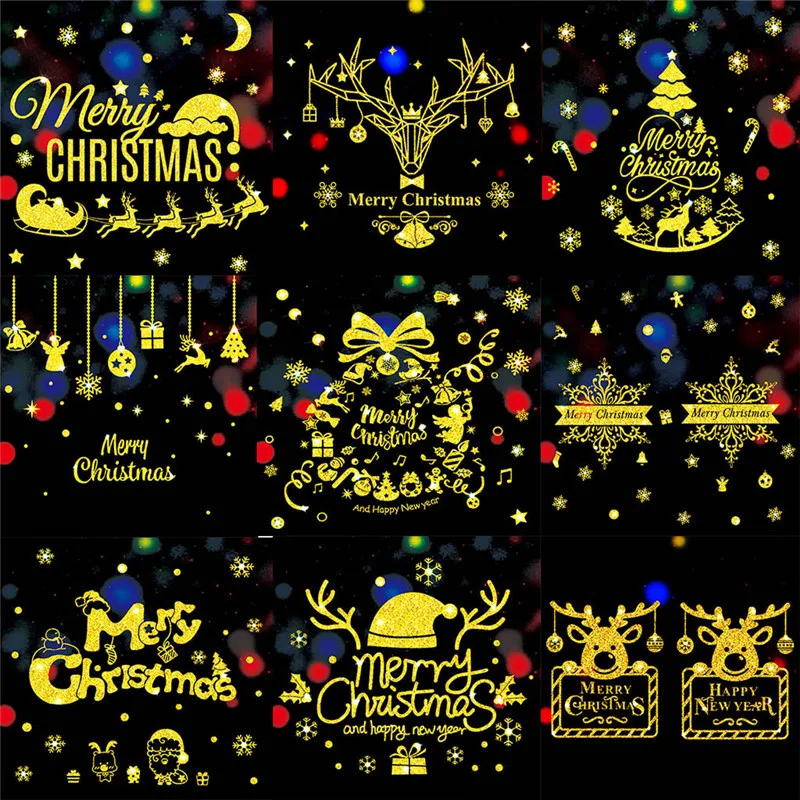 

1 Set Cute Christmas Wall Stickers Window Glass Festival New Year Christmas Decoration for Home Party Window Decor Supplies @D