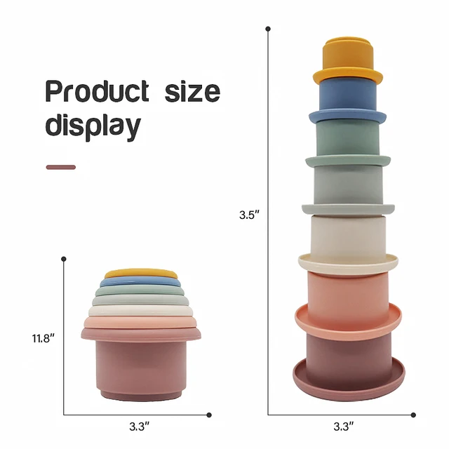 7Pc/Set Baby Stacking Cup Toys Funny Early Educational Baby Intelligence Toys Rainbow Stacking Tower Toys Children Birthday Gift 2