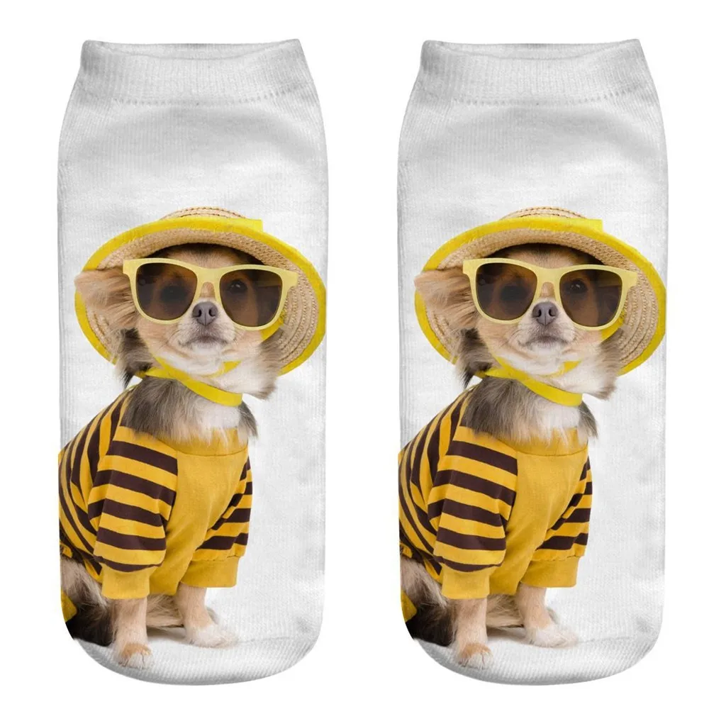3d Novelty Crazy Funny Dog Ankle Socks Cute Colorful Cartoon Low Cut Socks Warm Cotton Printed Socking Short Носки #40