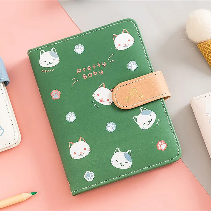 

"Pretty Baby" Faux Leather Cover Cute Cat Journal Diary Beautiful Daily Planner Notebook Notepad