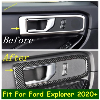 

Carbon Fiber Look Inner Door Armrest Handle Bowl Frame Cover Trim Fit For Ford Explorer 2020 2021 Accessories Interior Refit Kit