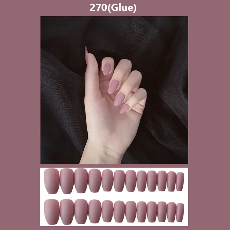 Longo Manicure Multi-cor Fosco Unhas Postiças Cola Usar Acabados 24 Pçs - Set 7 24 pçs set Longo Manicure Multi-cor Fosco