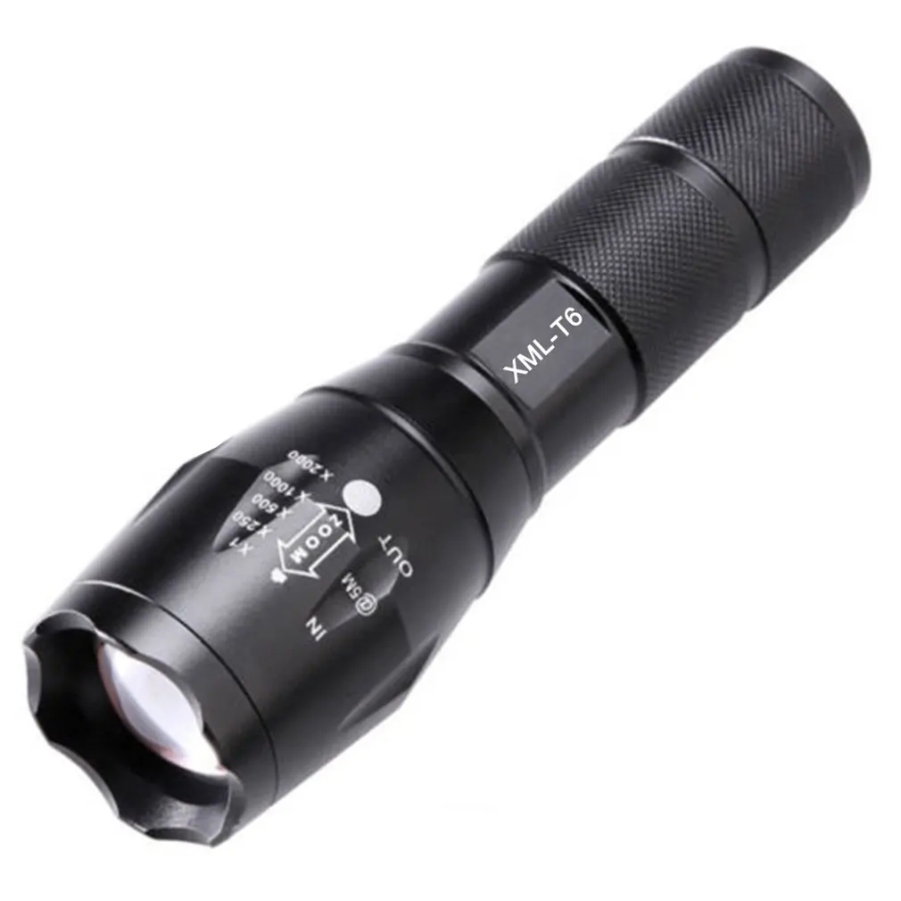 T6 LED Tactical Flashlight Torch Zoomable 50000lm 5 Modes for 18650 Telescopic Zoom | Спорт и развлечения