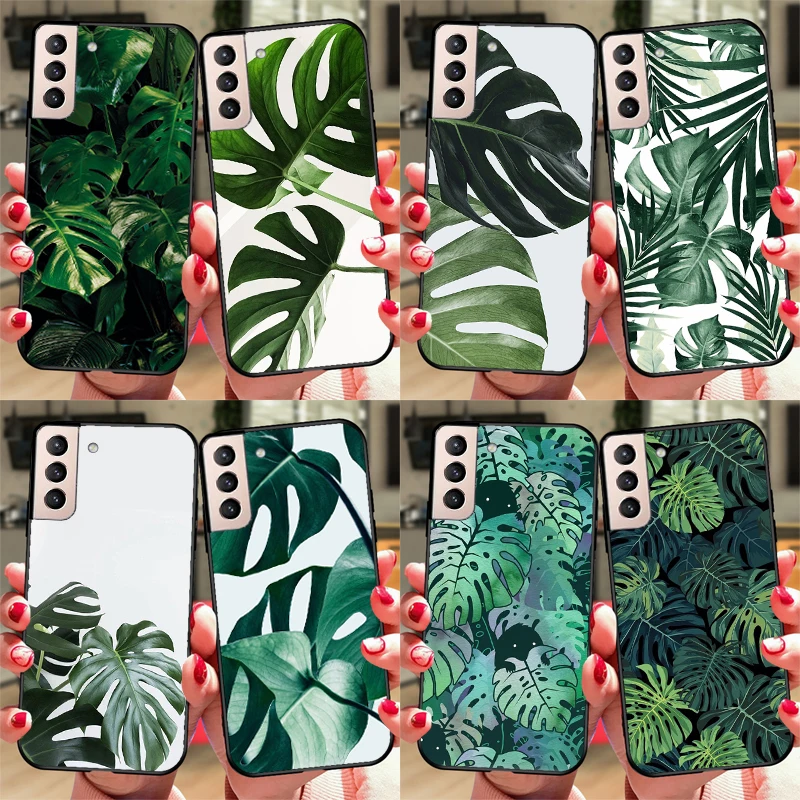 Leaves Monstera Green Case Per Samsung Galaxy S23 Ultra Note 20 10 S9 S10 Plus S20 S21 Fe S22 Ultra Cover Per Telefono