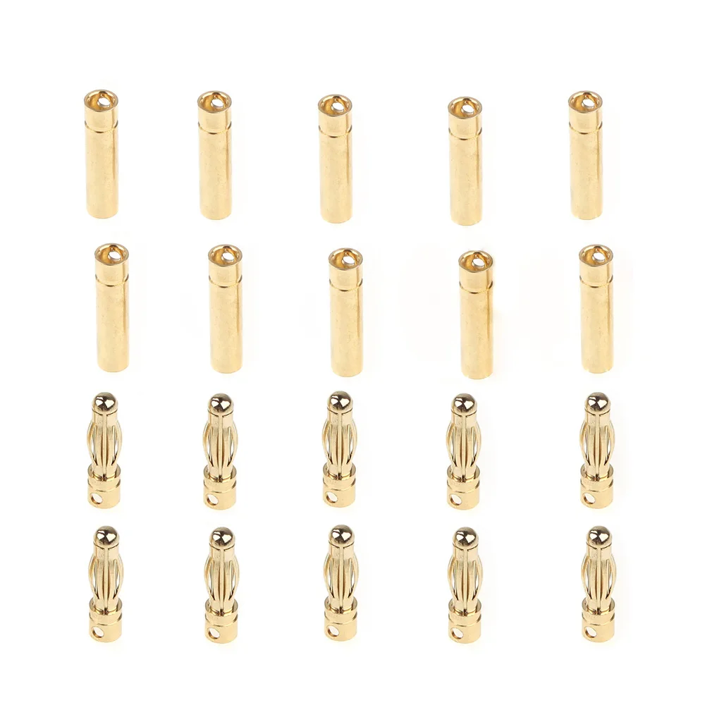 

GoolRC 10 Pairs 4.0mm Copper Bullet Banana Plug Connectors Male + Female for RC Motor ESC Battery Part (4.0mm Banana Plug)