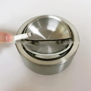 

High Quality Durable Stainless Steel Cigarette Ashtray Ash Storage Case Gifts Ashtray With Lid Round Cigar Smoking Accessories