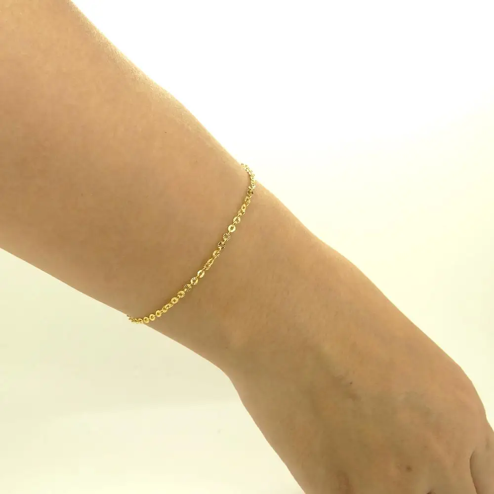 Fine Jewelry Ankle Bracelets 9-11 Inches (23-28 cm) Genuine 18K Yellow Gold Anklets Shine ROLO Chain 2mm Width Stamped Au750