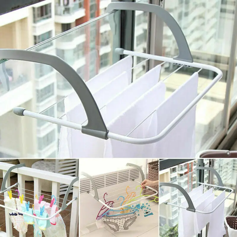 Складной балкон телескопическая стойка для полотенец одежда складной полюс Airer сушилка для сушки 5 рельсов бар держатель аксессуары для дома