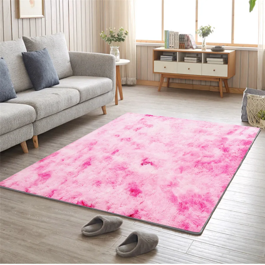 

Nordic ins variegated tie-dye gradient carpet Living room coffee table mat net red long hair bedroom carpet kids crawling rug