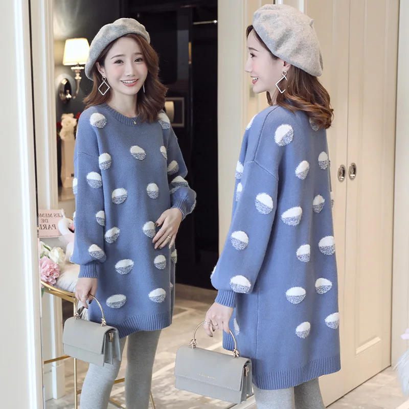 

Maternity Clothes Autumn & Winter 2018 New Style Dress Loose-Fit Korean-style Mid-length over-the-Knee Sweater Women's Pullover