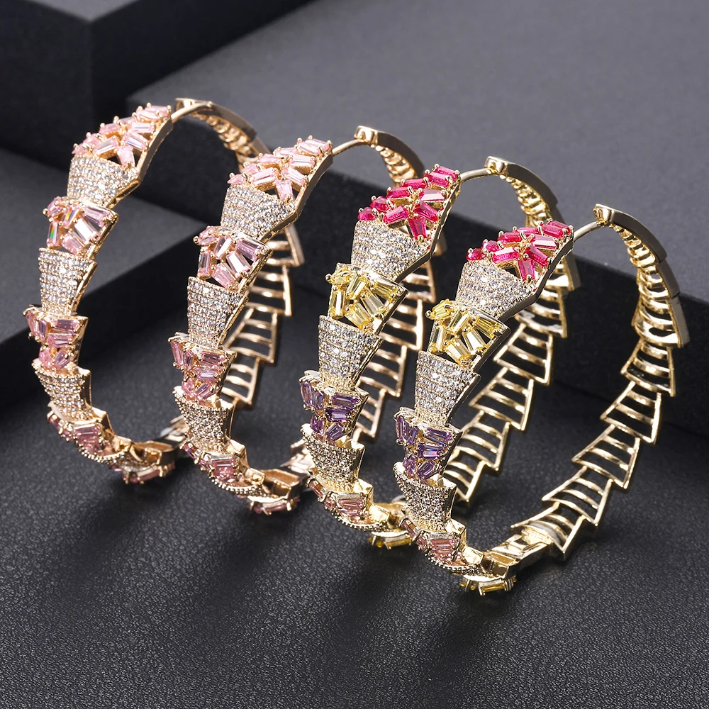 Accking модные дизайнерские CZ серьги для женщин ювелирные изделия оптом подарок Вечерние Розовые