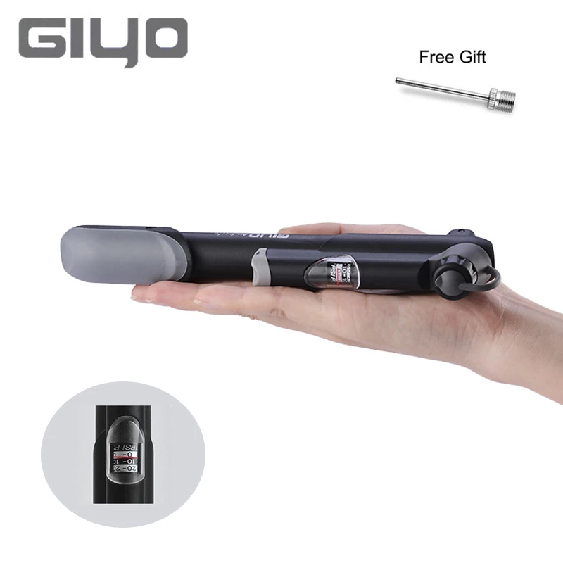 Велосипедный мини насос GIYO ручной с клапаном Schrader Presta воздушный для езды на