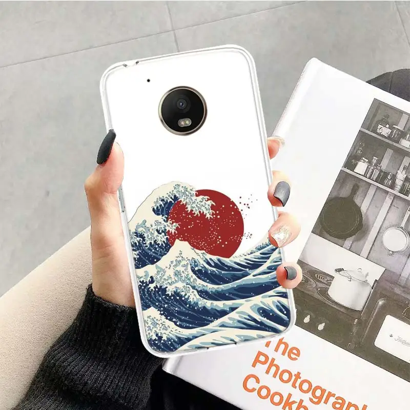 TR163-6 С рисунком в виде морских волн искусство спрей чехол для Motorola Moto G7 G6 G5S G5 E4 плюс G4 E5 играть X4 Мощность TPU с рисунком индивидуальная крышка телефона - Цвет: TR163-6