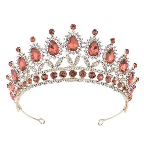 Rose Gold Барокко для женщин искусственный кристалл Стразы Корона Тиара повязка Свадебные вечерние ювелирные изделия - Цвет: Rose Gold