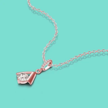 

New 100% 925 Sterling Silver Necklace Exquisite Small Zircon Pendant Necklace Rose Gold OL Style Girl Glamour Jewelry best gift