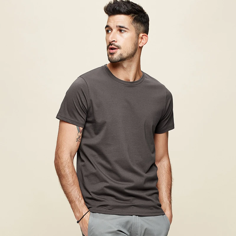 KUEGOU летняя хлопковая Простая белая футболка мужская футболка брендовая футболка с коротким рукавом модная одежда размера плюс Топ 601 - Цвет: Gray(2S)