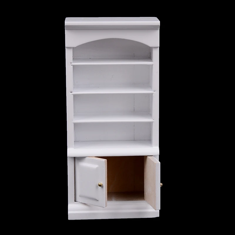 

1Pc Wooden Furniture Modern White Doll House Wooden Living Room Book Cabinet bookshelf Cabinet Wardrobe 1:12 Dollhouse