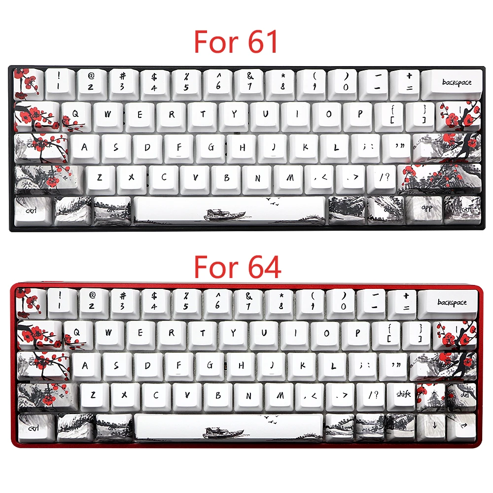 Flor de Ameixa Keycap para Gh60 Novidade Allover Tintura Subbed Chave Oem Perfil Rk61 Alt61 Anne Pro2 Gk61 Gk64 Dz60 Keycaps 71 - Imagem 6