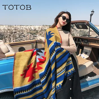 

National style big shawl scarf dual-use female autumn and winter thick warm original shawl travel essential blanket scarf