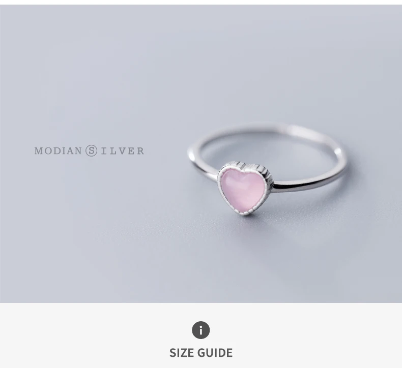 Modian Genuine 925 Sterling Silver Romantic Pink Opal Hearts Rings for Women Adjustable Open Finger Ring Fashion Fine Jewelry