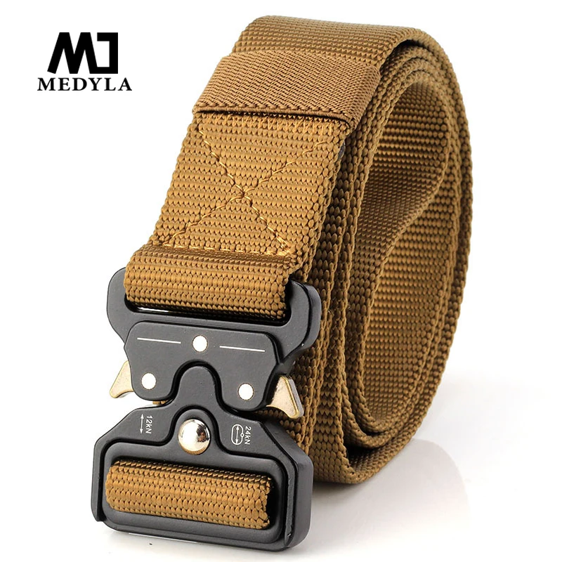 

MEDYLA Men's Belt Nylon Tactical Army Belt For Trousers Metal Buckle Canvas Belts Outdoor Training Military Waist Belt BLL04