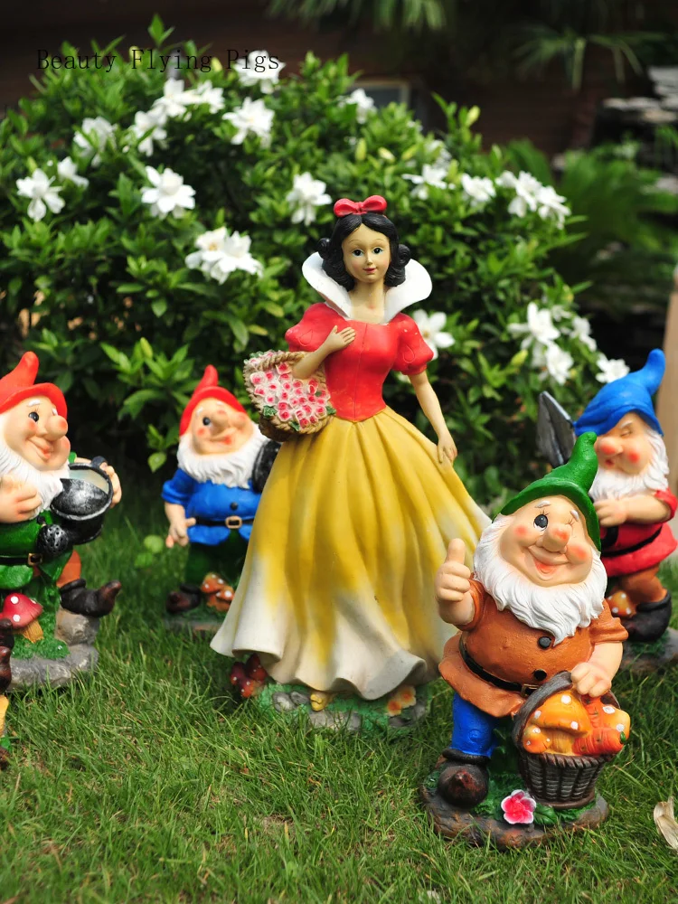 Andersen Сказочный персонаж Белоснежка семь карликовых орнаментов садовые украшения для детского сада садовые полимерные милые скульптуры