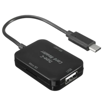 

Type C To USB 2.0 OTG Adapter Accessories Hub Multifunctional Durable Combo Memory Card Reader Black Converter Mobile Phone TF