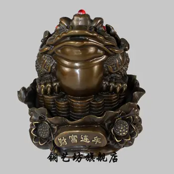 

8" China Folk Bronze Yuanbao Coins Wealth Golden Toad Frog Statue Bronze #1