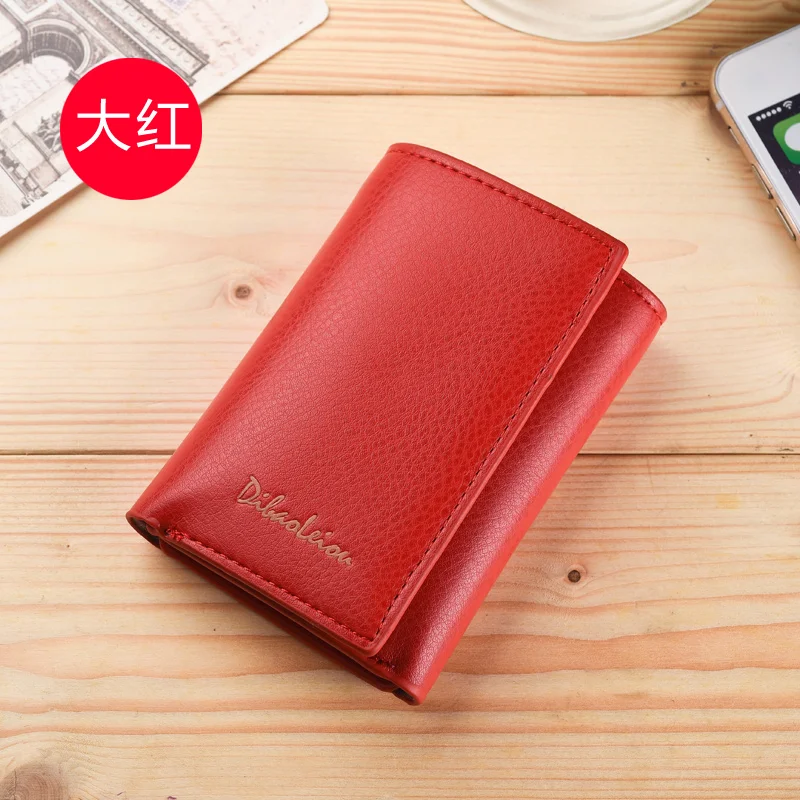 PU кожаный женский кошелек модный короткий кошелек с пряжкой Дамский кошелек-Карточница высококачественный брендовый кошелек дизайнерский кошелек - Цвет: Red