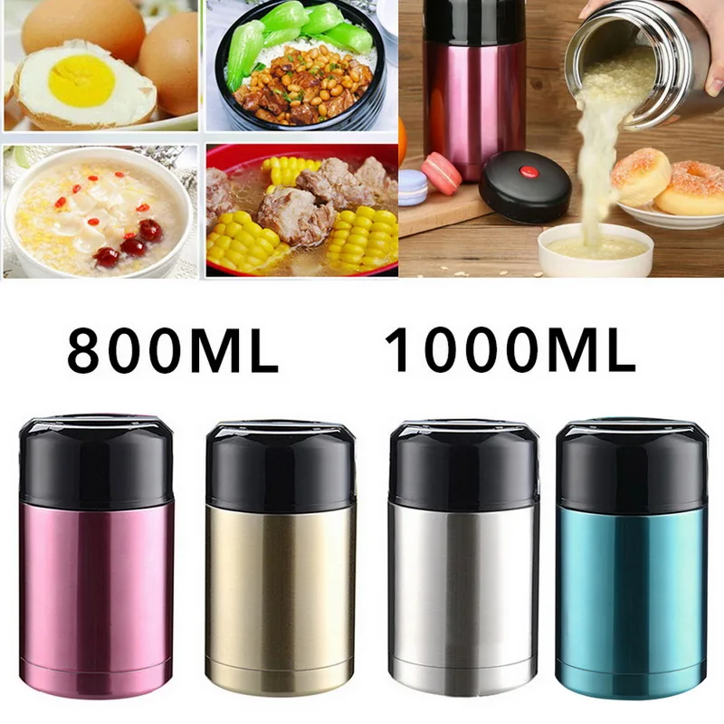 Food Soup Thermos Thermal Stainless Steel Vacuum Lunch Box 800ML 1000ML