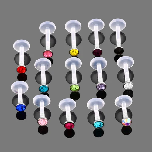 14Pcs/lot Bioplast Tragus Piercing Lip Piercings Labret Ring Cartilage Tragus Ear Studs Lip Piercing Rings Body Piercing Jewelry 