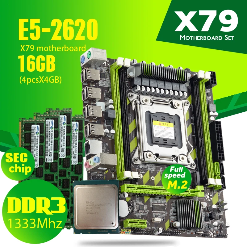 Atermiter X79 motherboard set with LGA2011 combos Xeon E5 2620 CPU 4pcs x 4GB = 16GB memory DDR3 RAM 1333Mhz PC3 10600R SEC chip|Motherboards| - AliExpress