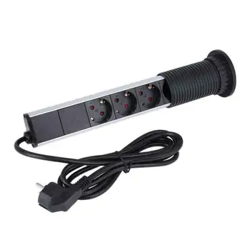 

4-way Retractable Table Socket Strip with Dual USB Charger Countertops Worktop Electrical Socket Home Kitchen Bathroom Charger