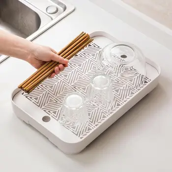 

Multifunctional Double-layer Tea Tray Plastic Rectangular Draining Tray Creative Kitchen Tray Dish Rack Kitchen Organzier