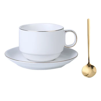 

Ceramic Coffee Cup And Saucer Porcelain Tea Cup Set With Stainless Steel Spoon