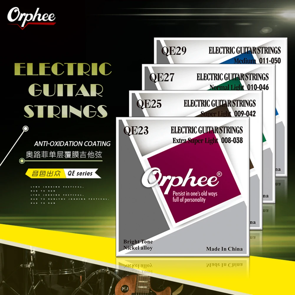 Orphee QE серии покрытые никелем Струны для электрогитары QE23/QE25/QE27/QE29 6 шт.