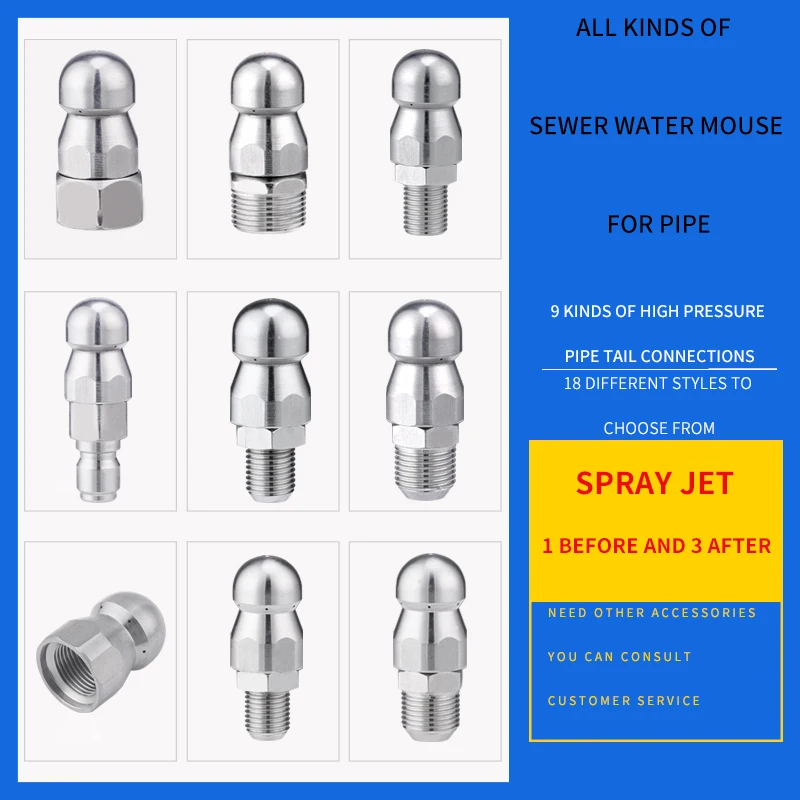 Sewer Jetter Nozzle Kit For Pressure Washer Stainless Steel Fixed Rotating Sewer Nozzle Quick Adapter Plug best car wax