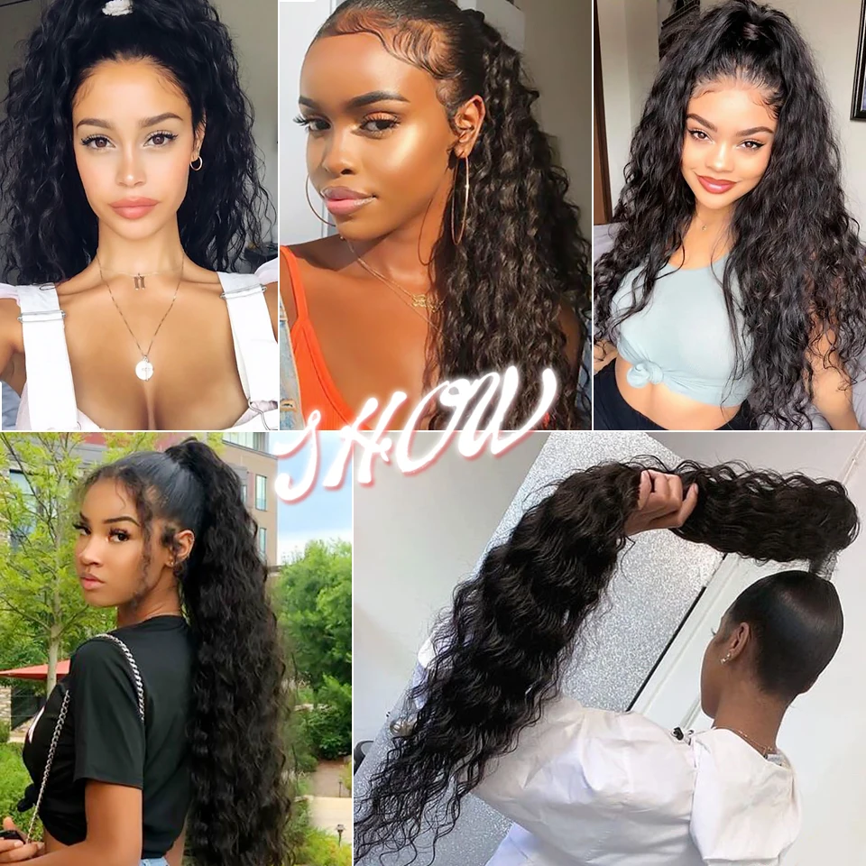 WTB Synthetic Long Corn Wavy Ponytail Natural Drawstring Ribbon Fake Hair Pony Tail Clip In Extensions Women Hairpieces fake hair extensions