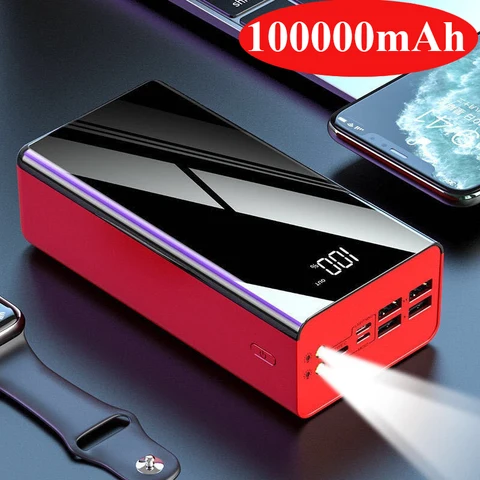 Batterie externe Portable 100000mAh, Powerbank pour Xiaomi Mi, Huawei, iPhone, Samsung