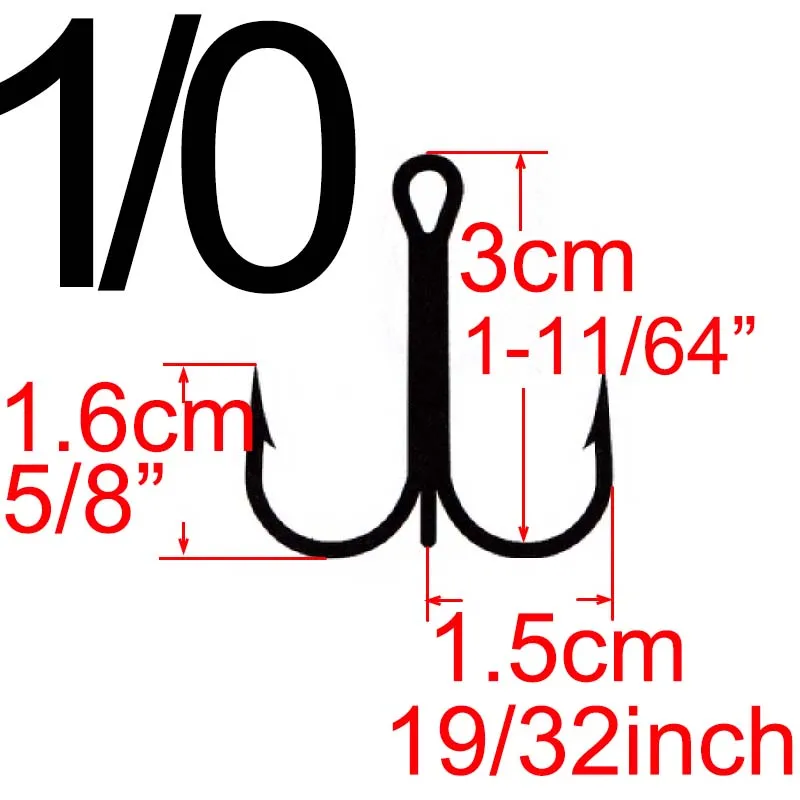 10 шт. Weedless тройной крючок рыболовный крючок из высокоуглеродистой стали крючки на окуня морской крючок - Цвет: 1-0