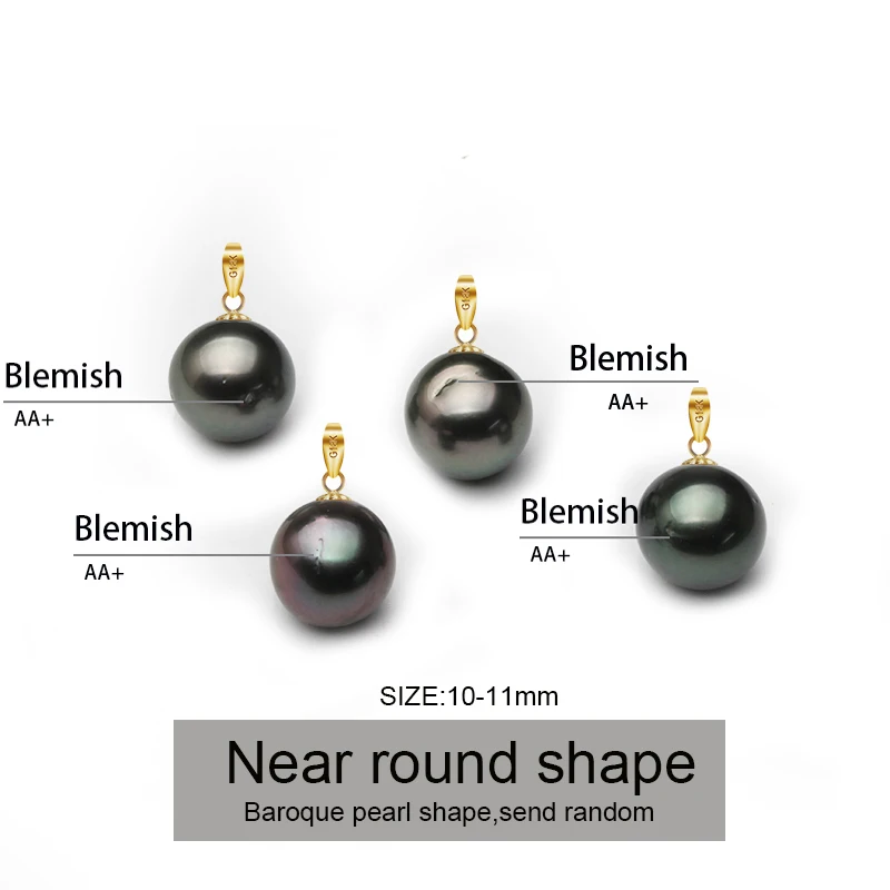 Real Natural Black Tahitia Pearl Jewelry Women,18k Gold Pendant Without Chain AA+ Grade Birthday Gift