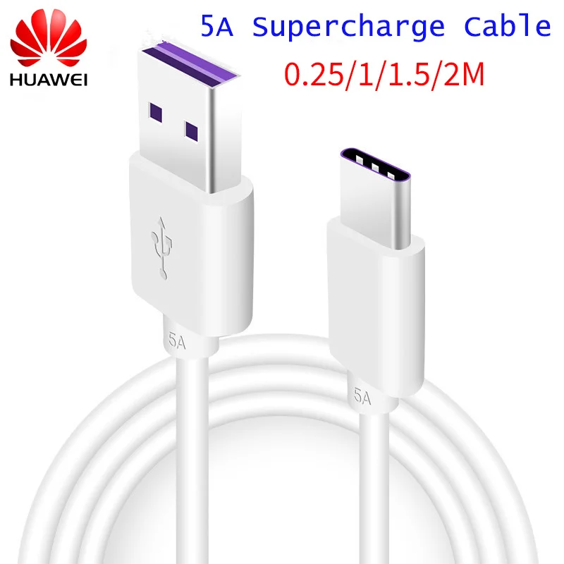 Оригинальный кабель для быстрой зарядки Huawei P40 Type C 5A USB 3 1 и передачи данных 0 25/1/1 5/2
