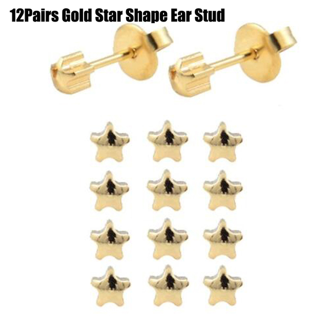 Sterilized Dozen Pack Gold & Silver Color Ear Cartilage Tragus Piercing Stud Earring Mixed Colors Shape Star Heart Pearl