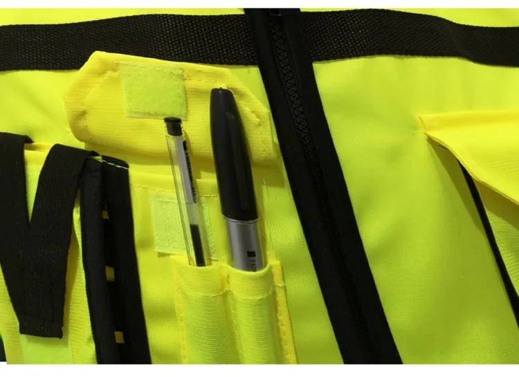 Reflective Vest High Visibility Warning Safety Vest Fluorescent Clothing Multi pockets Outdoor Security Traffic Work Clothes (4)