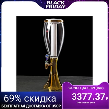 

Beer tower 3 l Gold, flask with illumination, gold color